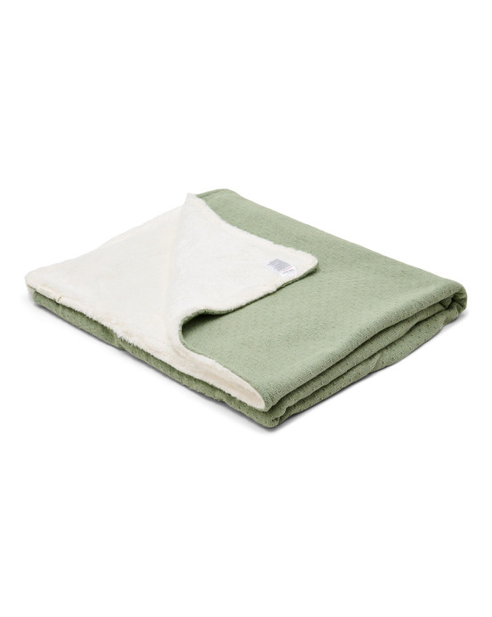 LITTLE DUTCH. Κουβέρτα πλεκτή με επένδυση fleece Pure Sage 110x140