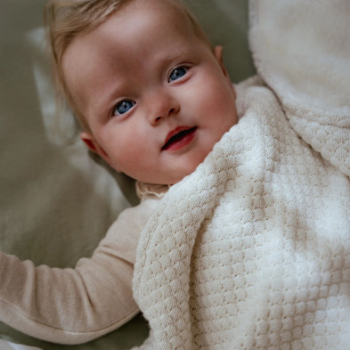 LITTLE DUTCH. Κουβέρτα πλεκτή με επένδυση fleece Soft White 110x140