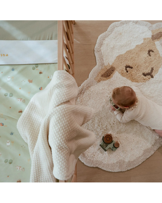 LITTLE DUTCH. Κουβέρτα πλεκτή με επένδυση fleece Soft White 70x100