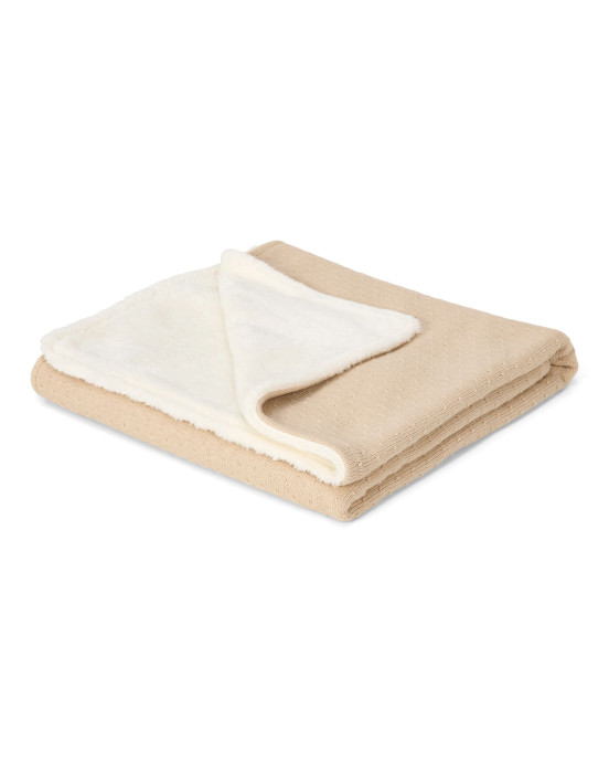 LITTLE DUTCH. Κουβέρτα πλεκτή με επένδυση fleece Pure Soft Beige 110x140