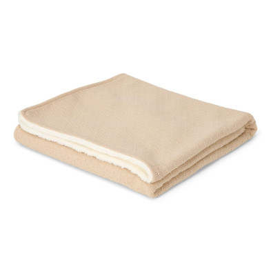 LITTLE DUTCH. Κουβέρτα πλεκτή με επένδυση fleece Pure Soft Beige 70x100