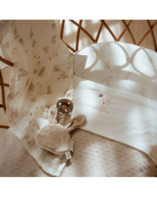 LITTLE DUTCH. Κουβέρτα πλεκτή με επένδυση fleece Pure Soft Beige 70x100