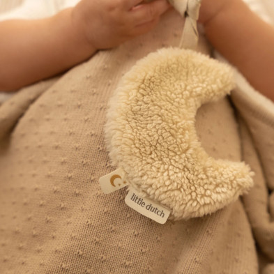 LITTLE DUTCH. Υφασμάτινο ντουντού Φεγγαράκι με κλιπ πιπίλας - Pure Soft White