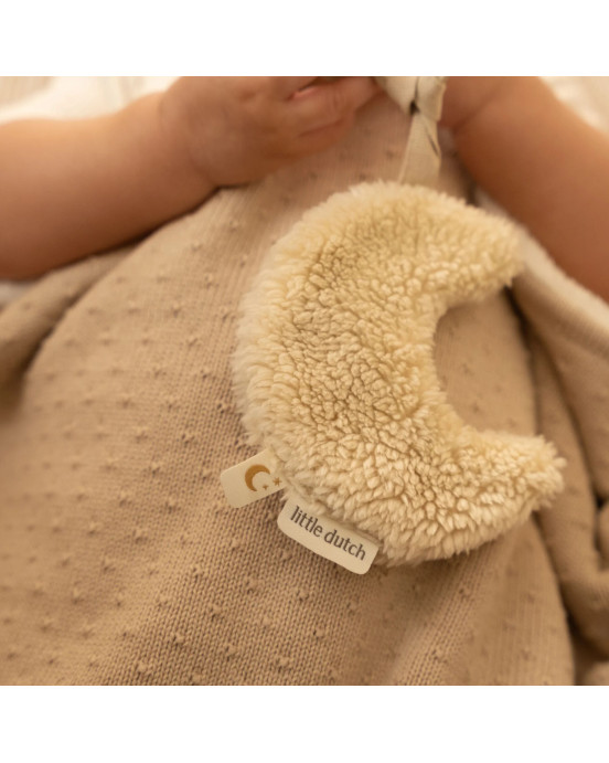 LITTLE DUTCH. Υφασμάτινο ντουντού Φεγγαράκι με κλιπ πιπίλας - Pure Soft White