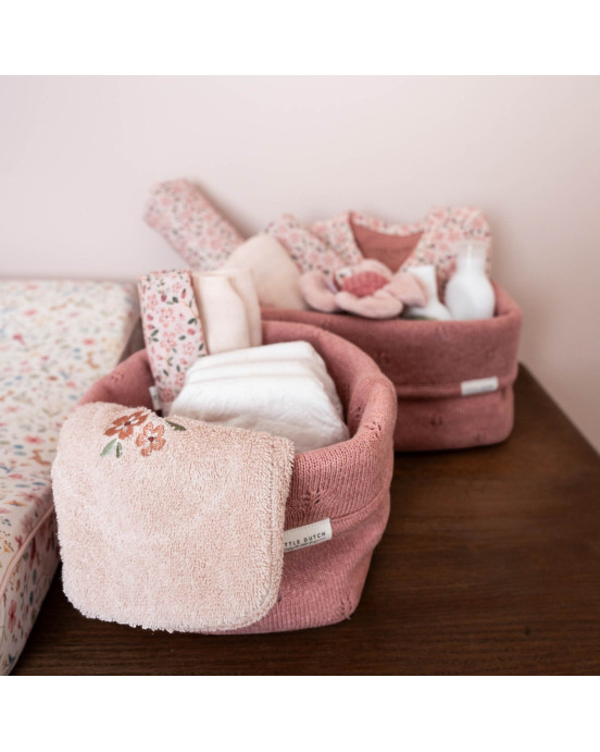 LITTLE DUTCH. Καλάθι αλλαξιέρας πλεκτό μικρό Pure Pink Blush