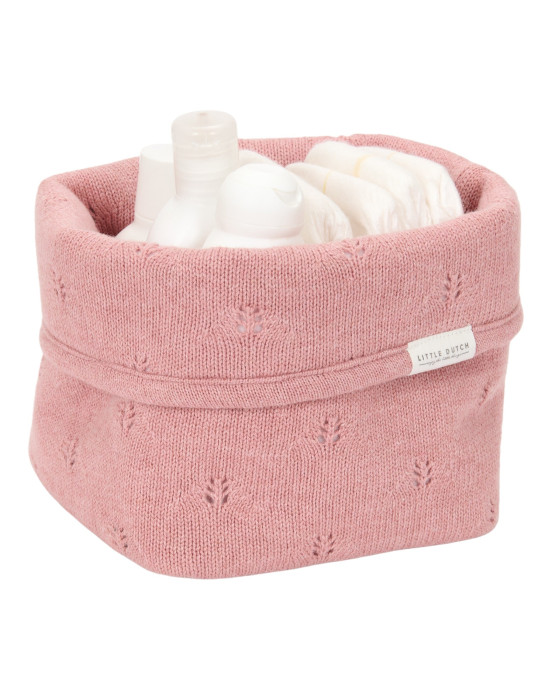 LITTLE DUTCH. Καλάθι αλλαξιέρας πλεκτό μικρό Pure Pink Blush