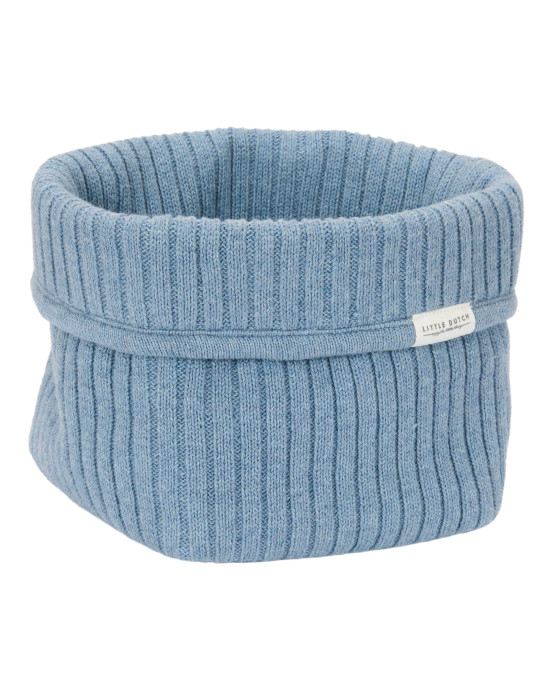 LITTLE DUTCH. Καλάθι αλλαξιέρας πλεκτό μικρό Pure Denim Blue