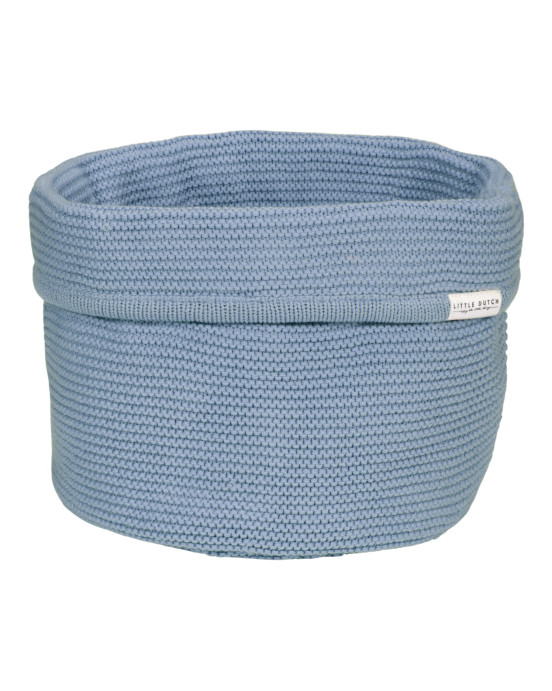 LITTLE DUTCH. Καλάθι αλλαξιέρας πλεκτό μικρό Pure Denim Blue