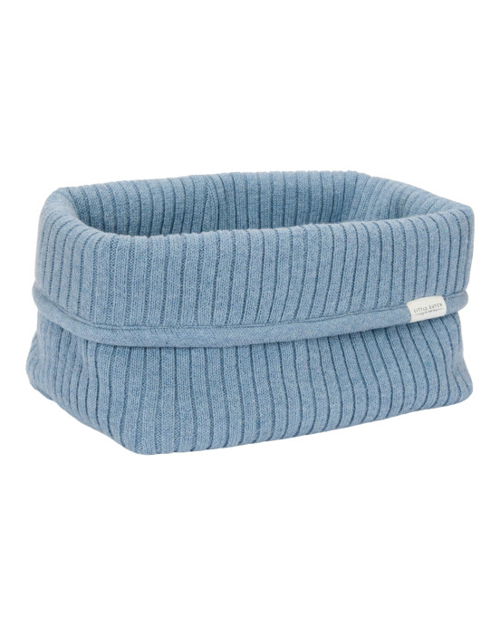 LITTLE DUTCH. Καλάθι αλλαξιέρας πλεκτό μεγάλο Pure Denim Blue