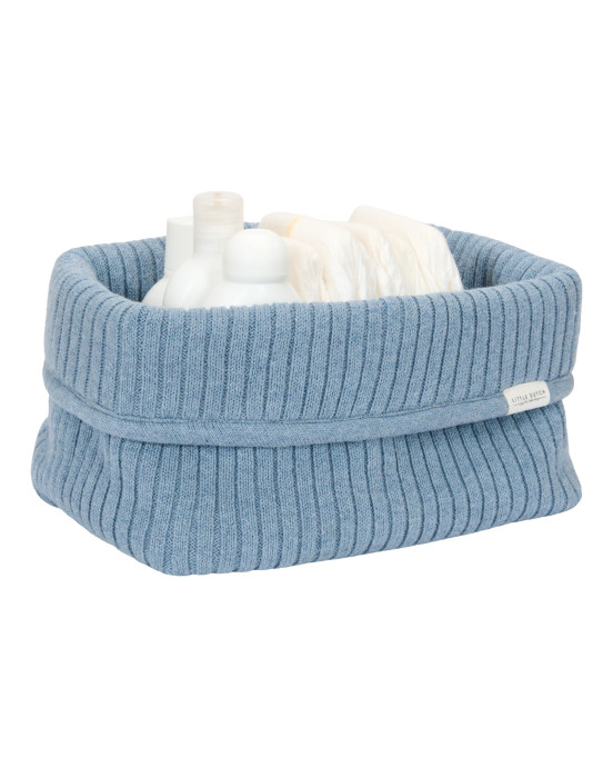 LITTLE DUTCH. Καλάθι αλλαξιέρας πλεκτό μεγάλο Pure Denim Blue
