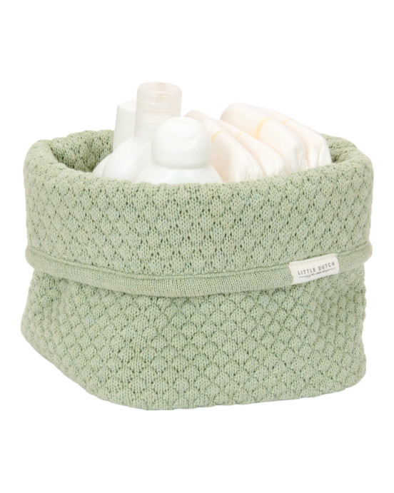 LITTLE DUTCH. Καλάθι αλλαξιέρας πλεκτό μικρό Pure Sage