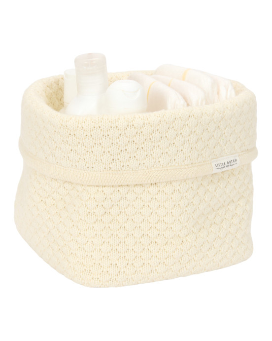 LITTLE DUTCH. Καλάθι αλλαξιέρας πλεκτό μικρό Pure Soft White