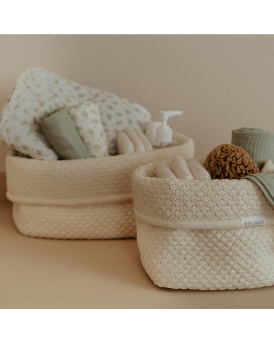 LITTLE DUTCH. Καλάθι αλλαξιέρας πλεκτό μεγάλο Pure Soft White