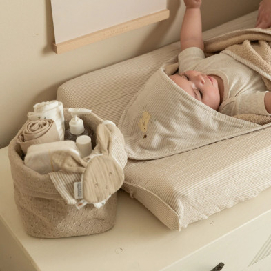 LITTLE DUTCH. Καλάθι αλλαξιέρας πλεκτό μικρό Pure Soft Beige