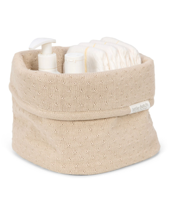 LITTLE DUTCH. Καλάθι αλλαξιέρας πλεκτό μικρό Pure Soft Beige