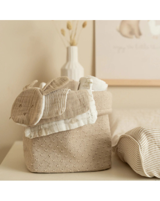 LITTLE DUTCH. Καλάθι αλλαξιέρας πλεκτό μικρό Pure Soft Beige