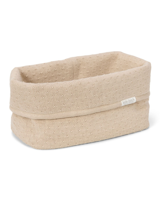 LITTLE DUTCH. Καλάθι αλλαξιέρας πλεκτό μεγάλο Pure Soft Beige