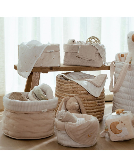 LITTLE DUTCH. Καλάθι αλλαξιέρας πλεκτό μεγάλο Pure Soft Beige