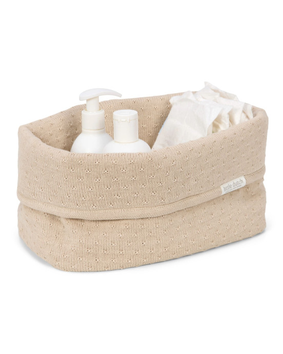 LITTLE DUTCH. Καλάθι αλλαξιέρας πλεκτό μεγάλο Pure Soft Beige