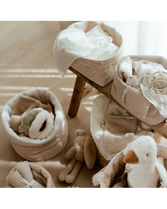 LITTLE DUTCH. Καλάθι αλλαξιέρας πλεκτό μεγάλο Pure Soft Beige