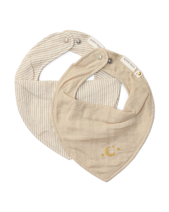 LITTLE DUTCH. Σετ 2 σαλιάρες-μπαντάνες Pure Soft Beige