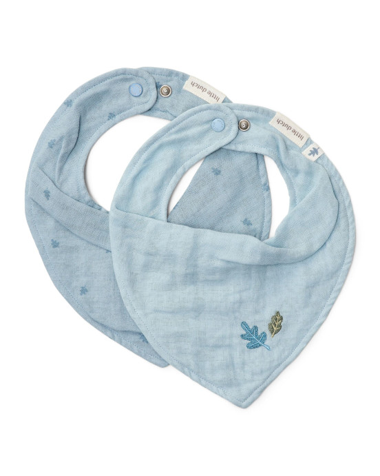 LITTLE DUTCH. Σετ 2 σαλιάρες-μπαντάνες Pure Denim Blue