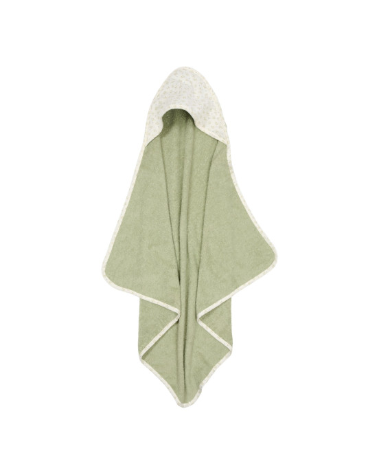 LITTLE DUTCH. Μπουρνουζοπετσέτα με μουσελίνα στην κουκούλα Blueberry Leaves 100x100