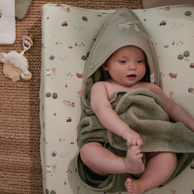 LITTLE DUTCH. Μπουρνουζοπετσέτα με κέντημα Little Farm 100x100