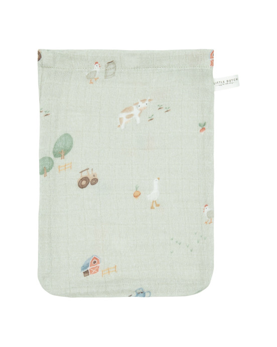 LITTLE DUTCH. Σετ 2 πανάκια μπάνιου από μουσελίνα Little Farm / Olive