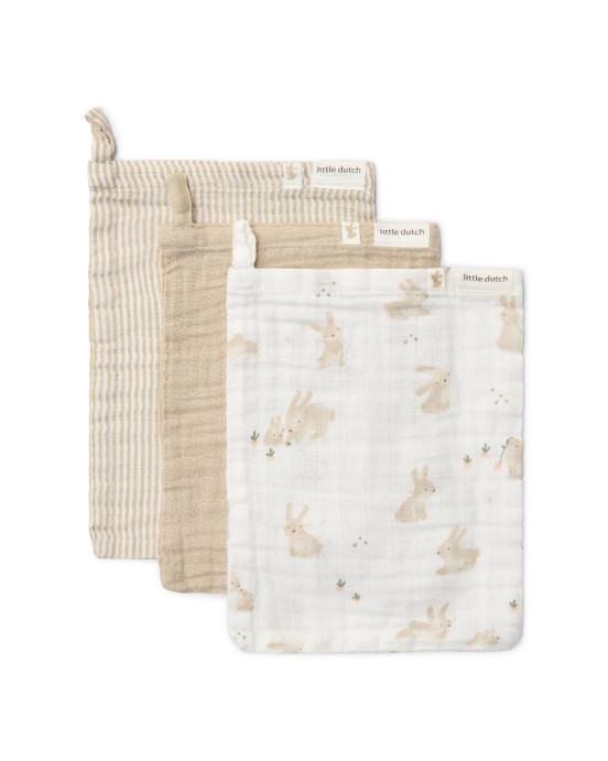 LITTLE DUTCH. Σετ 3 πανάκια μπάνιου Baby Bunny
