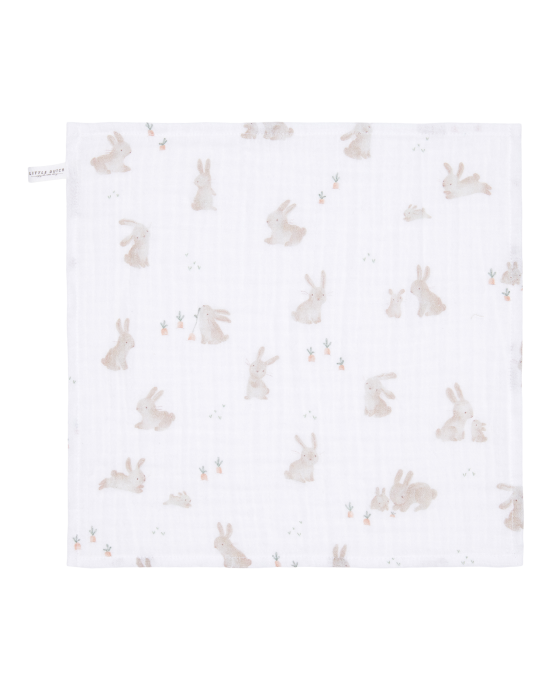 LITTLE DUTCH. Σετ 2 πανάκια προσώπου από μουσελίνα Baby Bunny / Beige