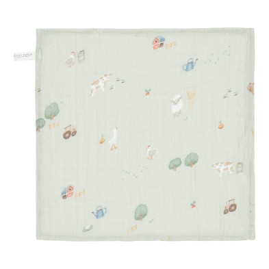 LITTLE DUTCH. Σετ 2 πανάκια προσώπου από μουσελίνα Little Farm / Olive