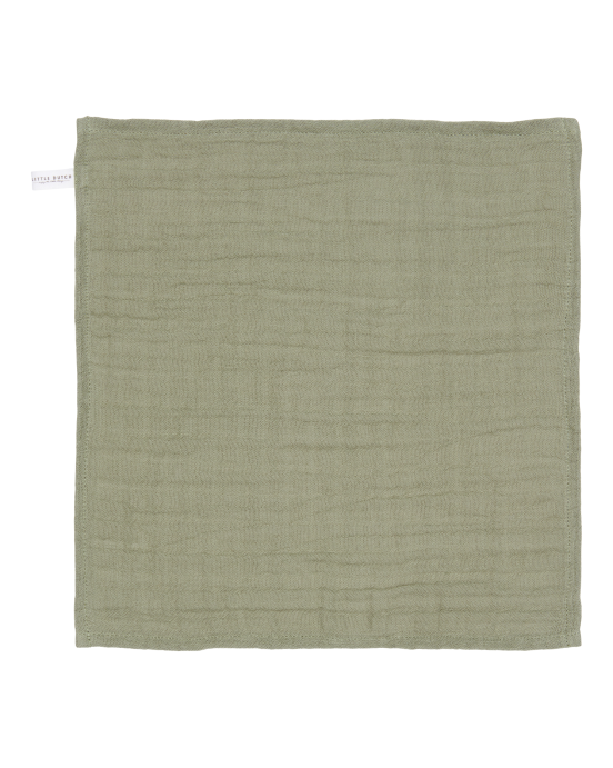 LITTLE DUTCH. Σετ 2 πανάκια προσώπου από μουσελίνα Little Farm / Olive