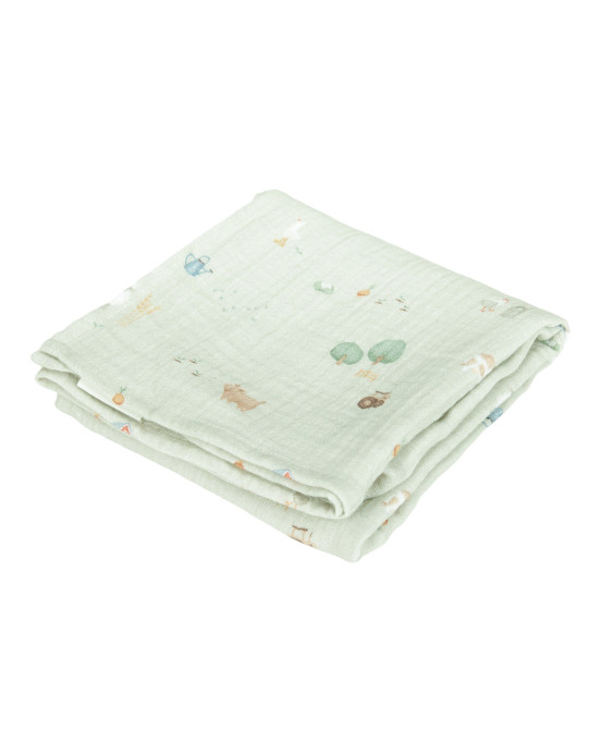 LITTLE DUTCH. Σετ 2 πανάκια αγκαλιάς από μουσελίνα Little Farm / Olive 70x70