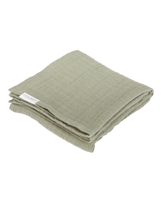 LITTLE DUTCH. Σετ 2 πανάκια αγκαλιάς από μουσελίνα Little Farm / Olive 70x70