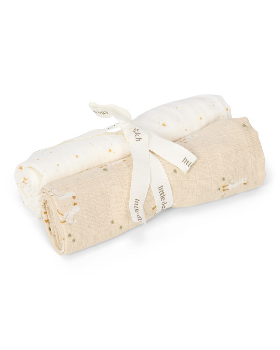 LITTLE DUTCH. Σετ 2 πανάκια αγκαλιάς από μουσελίνα Little Goose 70x70