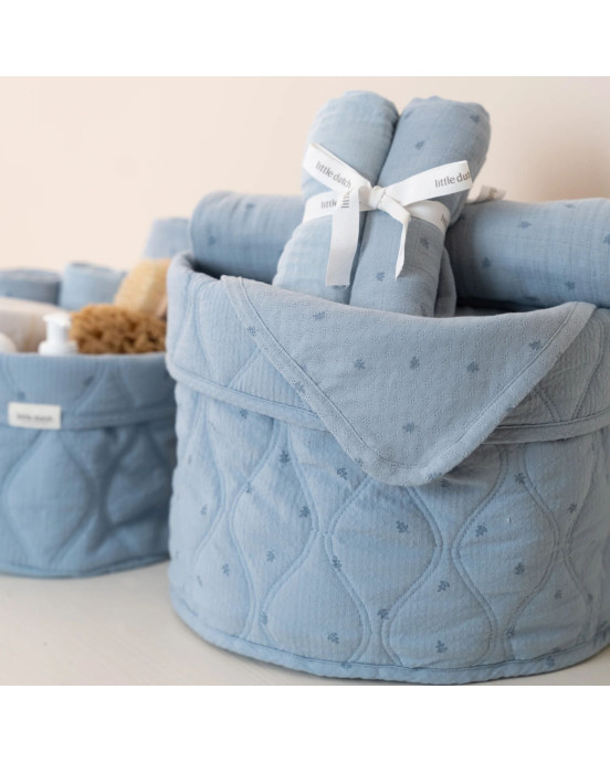 LITTLE DUTCH. Σετ 2 πανάκια αγκαλιάς από μουσελίνα Pure Denim Blue 70x70