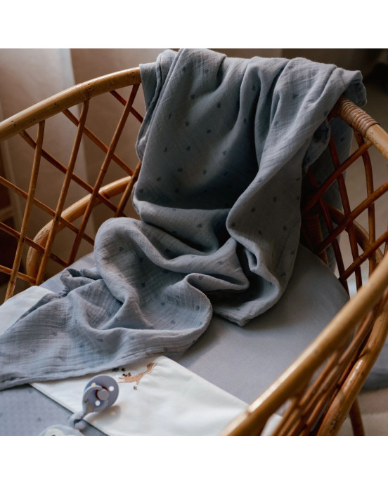 LITTLE DUTCH. Σετ 2 πανάκια αγκαλιάς από μουσελίνα Pure Denim Blue 70x70