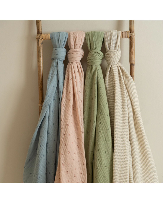 LITTLE DUTCH. Πανάκι αγκαλιάς - ύπνου από μουσελίνα Pure Sage 120x120