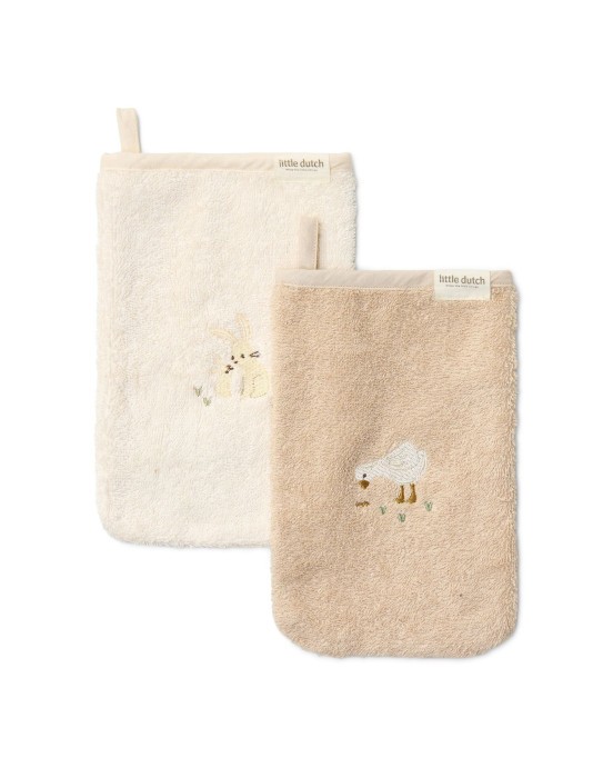 LITTLE DUTCH. Σετ 2 πανάκια μπάνιου με κέντημα Baby Bunny