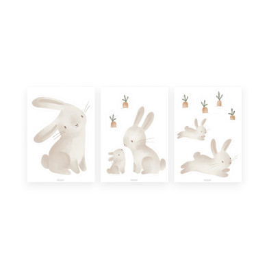 LITTLE DUTCH. Σετ 3 αυτοκόλλητα τοίχου Baby Bunny