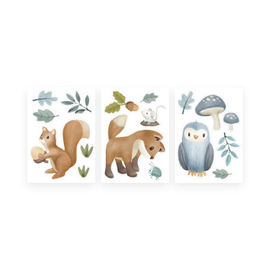 LITTLE DUTCH. Σετ 3 αυτοκόλλητα τοίχου Forest Friends