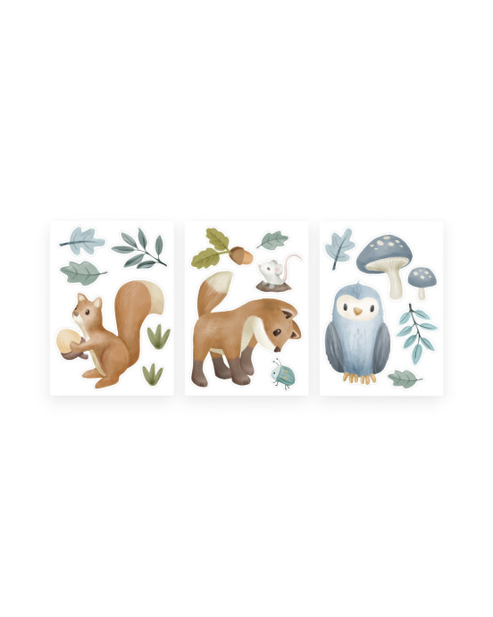 LITTLE DUTCH. Σετ 3 αυτοκόλλητα τοίχου Forest Friends