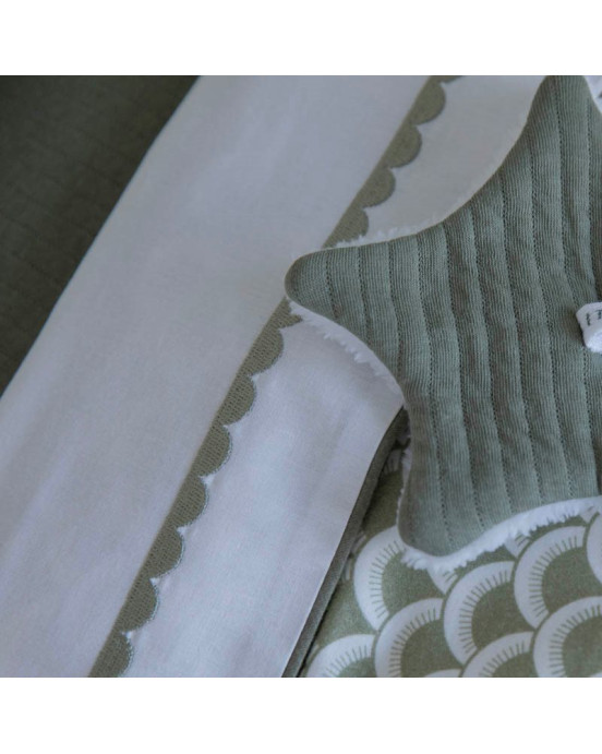 LITTLE DUTCH. Σεντόνι για λίκνο με κέντημα Olive Rounded 100x70