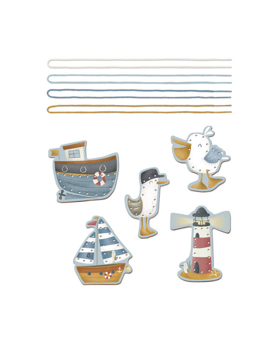 LITTLE DUTCH. Σετ 5 χαρτονένιες κάρτες με κορδόνι Sailors Bay