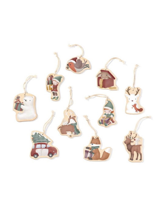 LITTLE DUTCH. Σετ 10 ξύλινα χριστουγεννιάτικα στολίδια