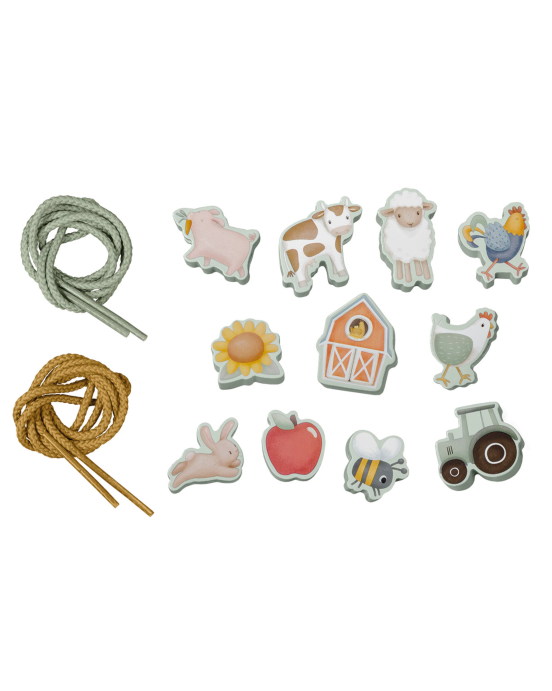 LITTLE DUTCH. Σετ 11 ξύλινες φιγούρες με κορδόνι Little Farm