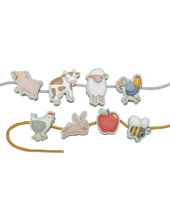 LITTLE DUTCH. Σετ 11 ξύλινες φιγούρες με κορδόνι Little Farm