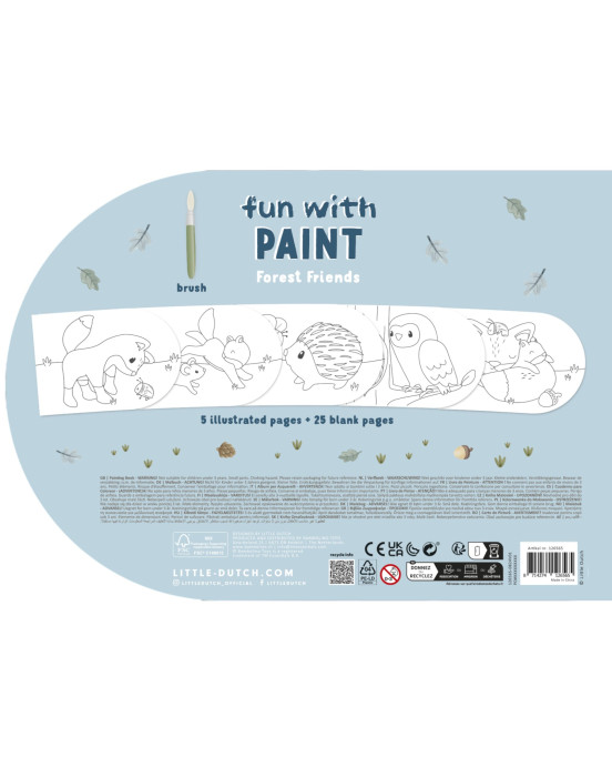 LITTLE DUTCH. Μπλοκ ζωγραφικής με νερομπογιές Forest Friends