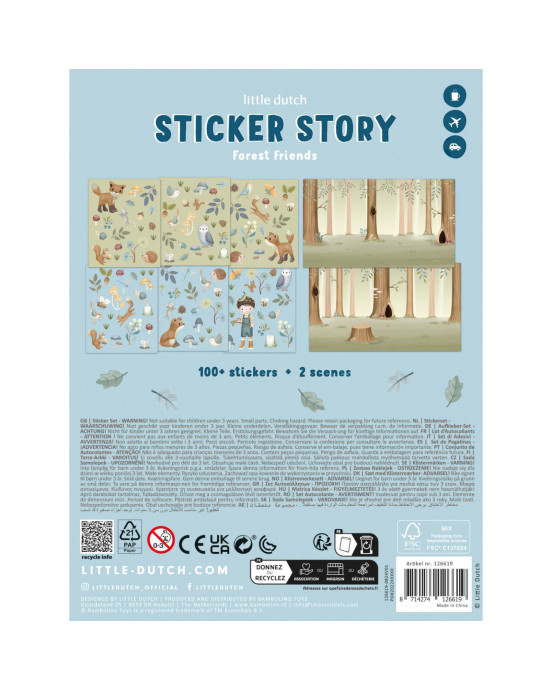 LITTLE DUTCH. Σετ με αυτοκόλλητα Forest Friends